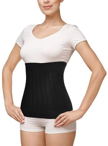 Risipu Damen Kaschmir Winter Nierenwärmer elastische Taille und Bauch Unterstützung Wärmegürtel für Rücken Lendenwirbelsäule und Menstruationsschmerzen Relief (Schwarz mit Fleece, Einheitsgröße)