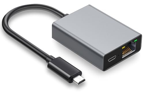 YEZriler Ethernet-adapter för Fire TV-stick, mikro-USB till RJ45 Ethernet-adapter kompatibel med Fire TV-stick/4K/4K Max, Cube, Chromecast Ultra Audio – grå