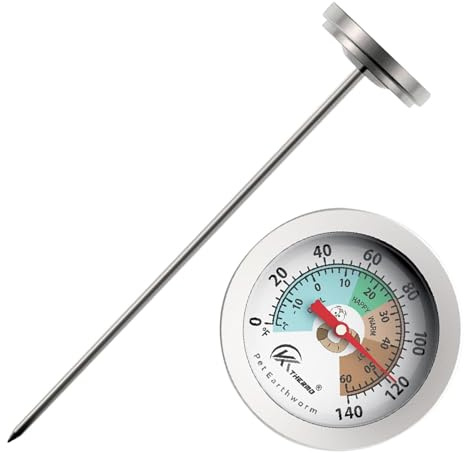 Thermomètre de sol - Thermomètre extérieur de 17,8 cm - Facile à lire - Thermomètre de sol pour plantation - Thermomètre d'extérieur - Thermomètre de sol - Pour terre, compost,