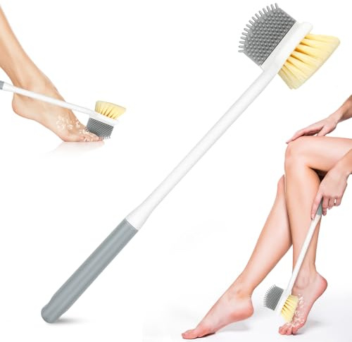 Fußwaschbürste, Fußbürste Dusche, Zehenbürste, Badebürste mit Langem Stiel, Zehenreinigungsbürste, Keine toten Ecken für die Fußreinigung, Hilfsmittel für Senioren im Alltag