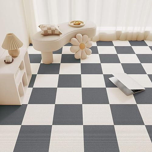 Teppichfliesen Selbstklebend Selbstklebende Teppichfliesen, 14 Stück, schalldämmende Teppichfliesen, quadratische selbstklebende Teppichfliesen 12 x 12, Teppichbodenfliesen für Büro und Zuhause (Beig