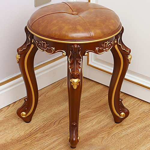 Schminkbänke, runder Schminkhocker aus Leder, Make-up-Hocker, Bank, Frisierhocker, dick gepolsterter, gepolsterter Stuhl, Klaviersitz, Badezimmer, Schlafzimmer, Schminktisch. Be Vigorous Friendship