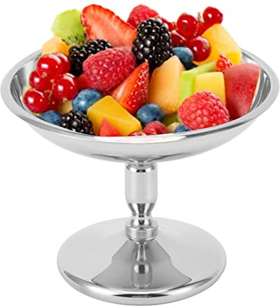 Glass kopp, vintage rostfritt stål serverande efterrätt skålar koppar sås skålar mini rund foten yoghurt snack godis koppar för sallad frukt pudding