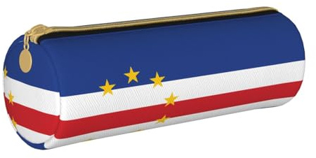 WXZYFP Flag of Cape Verde Environmentally friendly cross-grain leather pencil case, lightweight and portable, suitable for daily use.