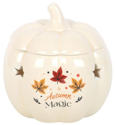 Brûleur à Huile en Forme de Citrouille Magique d'automne, Design Citrouille en céramique, diffuseur de Parfum saisonnier, Parfait pour Les Vibrations d'automne, décoration d'intérieur sûre et