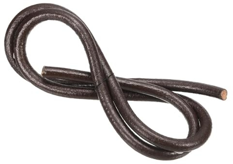 PATIKIL Cordino in Pelle Intrecciata Rotonda, 10mm Cordoncino in Pelle Piatto Piegata Corda di Cuoio per Artigianato, Creazione Gioielli, Collane, Bracciali, Marrone Scuro(1ft)