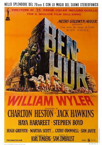 Generico Poster Ben-Hur 70x100 cm – Locandina Cinematografica Vintage con Charlton Heston | Film Epico di William Wyler | Stampa Artistica su Carta Patinata | Arredo o Regalo – SACWEBPHOTO