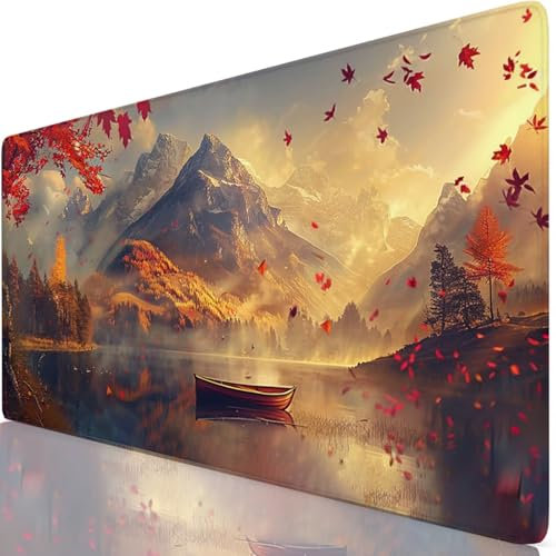 Mouse Pad 70x30cm Extended Large Mouse Mat Blue Desk Accessories with Non-Slip Mousepad Mountain, Soft Smooth Surface, Stitched Edges Desk Pad for Gaming, PC, Laptop, Office Accessories, Gifts Z6-11