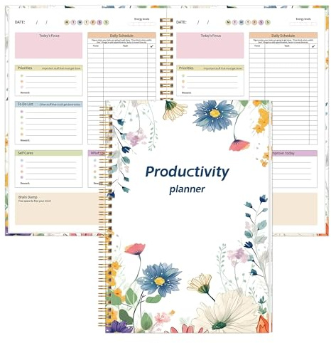 KMQOY ADHD Tagesplaner, Produktivität, Tagesplaner, ADHS, undatiert, für Erwachsene, Männer und Frauen, Aufgabenmanagement-Organizer für Neurodivergenten, 17,8 x 25,4 cm, Hardcover und bunte Blätter