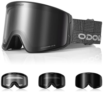Odoland Gafas de Esquí Fotocromáticas para Días Soleados y Nublados Antiempañamiento Protección UV Gafas de Snowboard para Hombres Mujeres Adultos Jóvenes Esquí Snowboard,BB