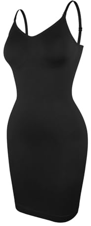 PSNKLMM Robe Gainante à col en V for Femme, sous-vêtement Amincissant, Effet Gainant, sans Coutures, Effet Gainant, Effet Gainant(Black,L)