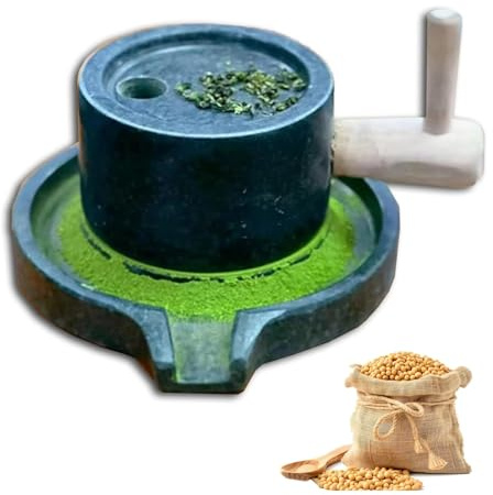 Mulino A Pietra Per Cereali, Macinatore A Manovella Per Tè In Polvere Con Mulino A Pietra, Struttura In Legno + Manico In Legno Massello, Per Chicchi Di Caffè(Stone Mill With Stand)