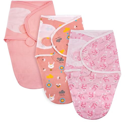AYBUY Pucksack Baby, 0–3 Monate Schlafsäcke für Neugeborenen, Bio-Baumwolle Baby Schlafsäcke für Neugeborene, Swaddle Decke Pucktuch, Babyschlafsack Wickeltuch Unisex 3er
