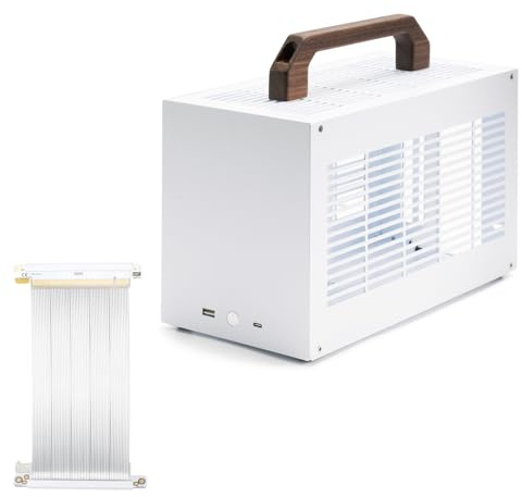SGPC K49 Series Chassis/Portable Mini-ITX PC Gaming Case/7-8L Small Form Factor/300mm GPU & SFX PSU Support/USB 3.0 & Type-C Front I/O (white, wide&riser4.0v2)