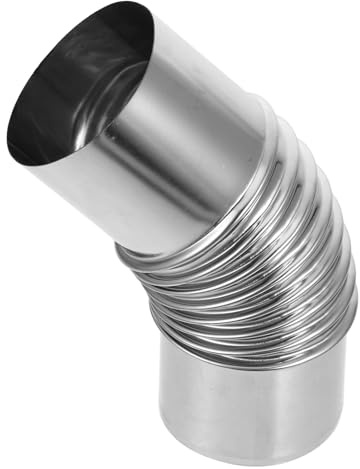 GRIRIW 6cm 45° Stainless Steel Elbow Pipe Chimney Pipe Replacement Part High Temperature Resistant Silver Bend for Wood Stove Accessories