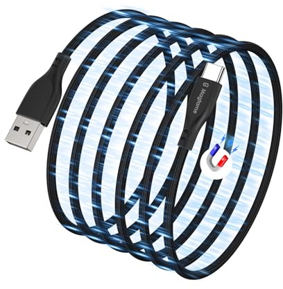 Magtame 1.5m Magnetic Coiled USB-A to USB-C Cable,Type C Fast Charging Cord | Self-winding magnetic cable keeps desk and car tidy, retractable and tangle-free, for iPhone 17-15, tablets and USB-C devices