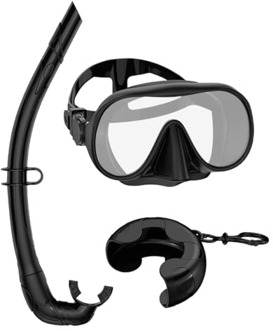 Set de esnórquel para adultos – Gafas de natación con vista panorámica | Incluye de almacenamiento, correa ajustable y juego plegable – Para mujer, hombre, familia, entrenamiento de natación