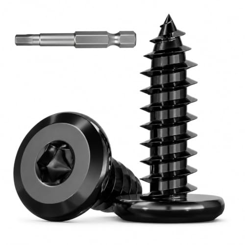 50Pcs M3 x 12mm Black Flat Head Self Tapping Screws, Hex Socket Wood Screws | 304 Stainless Steel, Small Screw for Wood, Plastic, Furniture and DIY Repair, with Hex Driver Bit