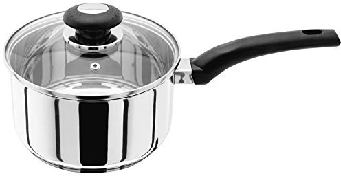 Judge Essentials Saucepan with Pan Lid, 18cm, Stainless Steel Pan & Stainless Steel Pot for Induction Hob, Silver