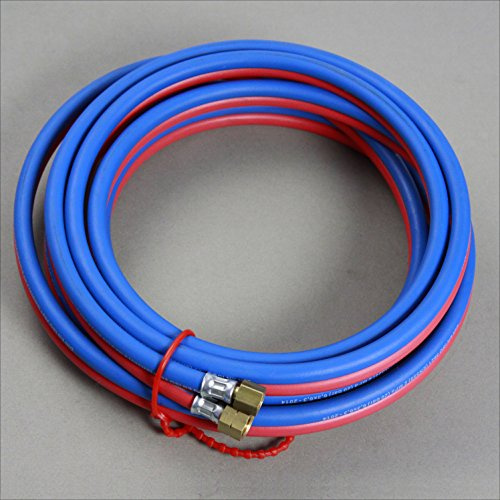 Lüdenbach Autogen-Schlauch, 10m, 9/6mm innen - 16/16mm außen, Azetylen-Sauerstoff, Blau, Gummi, 1 Stück