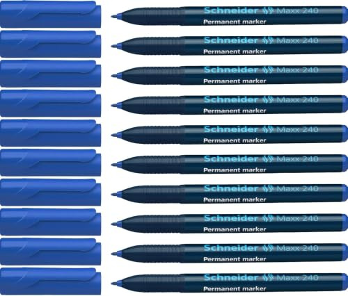 Schneider Maxx 240 Permanent-Marker mit Rundspitze (Cap-Off-Ink, Strichstärke 1 - 2 mm) 10er Packung blau