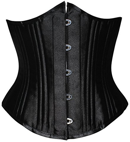 SHAPERX Women's Waist Training Corsets Underbust Heavy Duty 26 Steel Boned Hourglass Silhouette Body Shaper, SZ1908-Black-M