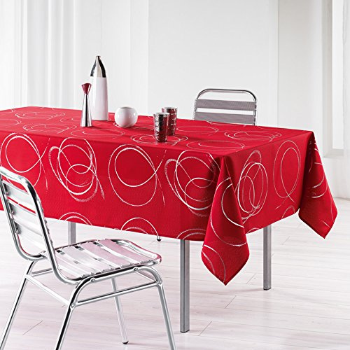 L'Harmonie du Décor 1721577 Nappe Imprimé Argent Bully Polyester Rouge 240 x 150 x 240 cm