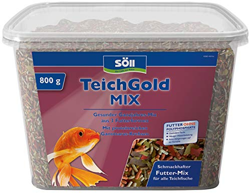 Söll 83194 TeichGold Mix, 770 g (7 l) - Ganzjahresfutter aus 3 Futterformen zum Füttern von Teichfischen, für Vitalität und ausgewogene Ernährung im Fischteich, Gartenteich