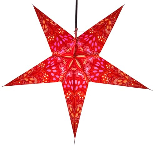 GURU SHOP Faltbarer Advents Leucht Papierstern, Weihnachtsstern 60 cm - Nestor Orange