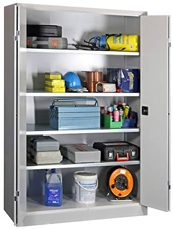 Certeo Pavoy | Falttürenschrank | Höhe 1950 mm | Breite 1200 mm | Tiefe 600 mm | grau