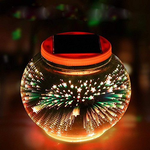 Solar 3D Table Lamp,DINOWIN Waterproof Glass Ball Garden Lights Colour Changing Night Lights for Bedroom Party Garden,Yard, Indoor,Outdoor Decoration (Style 1)