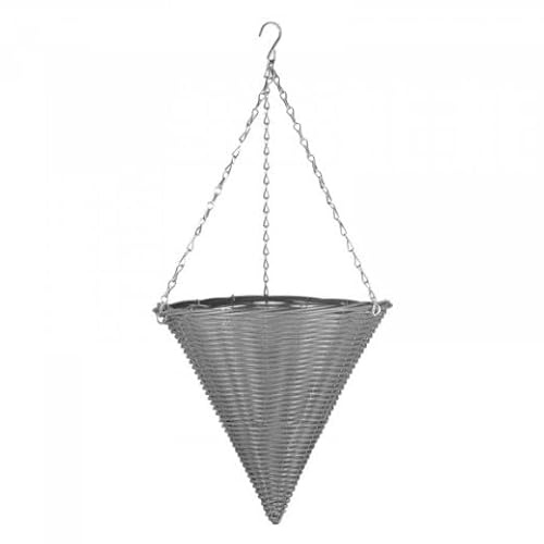 Slate Faux Rattan Hanging Cone 14