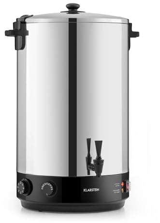 Klarstein KonfiStar 50 Sterilizzatore, Pentola Conserve 50 L, Dispenser Bevande Calde, 30-110°C, Timer 20-120 min, Mantenimento Caldo, Interno Inox Neutro, Acciaio Inox Lucido