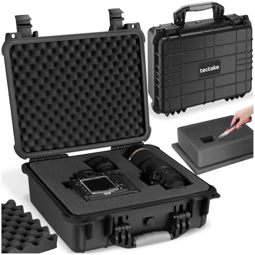 tectake® Caja organizadora plastico, Insertos de gomaespuma, Impermeable, Resistente a la corrosión, maletin Organizador con válvula de presión, Caja estanca Exterior - 42 x 39 x 17,5 cm