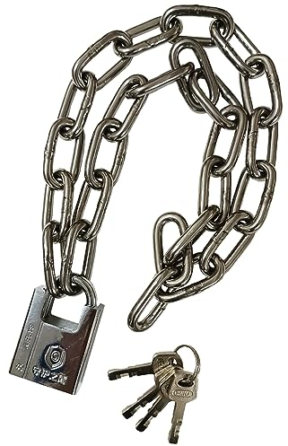 WANLIAN 32 Security Chain Lock Kit: Stainless Steel Chain & 40mm Shrouded Padlock for E-Bikes, Bikes, Motorcycles (Silver)