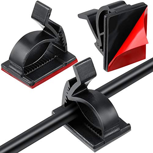 Maitys 60 Pezzi Mini Clip Cavi Bianchi Esterni con Nastri Adesivi Clip di Luce Decorazione Ganci Autoadesivi Fermacavi per Luce delle Fate (Nero)