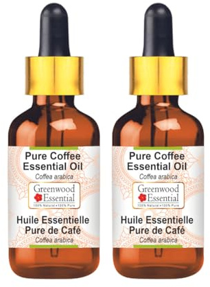 Greenwood Essential Pure Coffee Essential Oil (Coffea Arabica) with Glass Dropper Steam Distilled 100ml x 2 (6.76 oz)