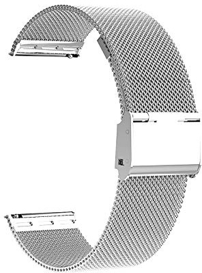 Jonurphy Uhrenarmbänder,16mm 18mm 20mm 22mm Edelstahl Metallgitterband,Schnellverschluss Uhrenarmband,intelligente Uhrenarmbänder für Männer Frauen (18mm,silver)