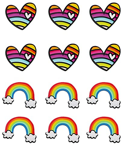 Lurrose 12Pcs Regenbogen Abzeichen Regenbogen Brosche Rainbow Pin Herzförmige Brosche Emaille Pin Set Für Kleidung Rucksäcke Dekoration