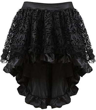 Grebrafan Steampunk Falda Mujeres Gótico para Cosplay (EUR(32-34) S, Negro)