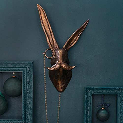 JIJK Frankie Hirsch Moderne Kunst Wandskulpturen Antik Kupfer MR Hase Harz Handwerk - Kopf Büste Anhänger Garten Statue Home Ornament Wanddekoration (Kaninchen)