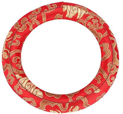 Tomotato Singing Bowl Cushion Diameter 16cm Round Cushion Ring Pillow Music Bowl Silk Brocade for 7-10 inches Diameter Meditation Singing Bowls(Red)