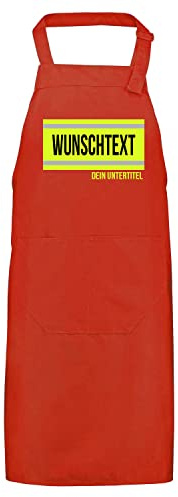 FIREFUN | Feuerwehr-Grillschürze Profi | Silberstreifen & Untertitel Wunschtext 1-Zeilig | personalisierbar Koch-Schürze personalisiert | Feuerwehrmann Feuerwehrfrau