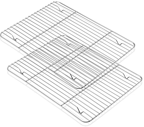 HaWare Cooling Rack Set of 2, Stainless Steel Thick Wire Rack for Roasting Grilling Drying, 38.7 x 28.3 x 1.5cm, Baking Large Oven Tray Rack for Cake/Meat/Pizza, Heavy Duty & Dishwasher Safe