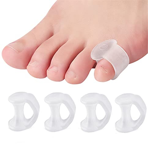 Separadores de dedos de gel Pinky Toe, separadores de dedos pequeños, 4 separadores de dedos de silicona, dedos de los pies superpuestos, fricción, blíster, alivio de los dedos pequeños presión dolor