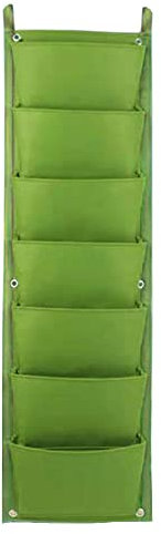 Wand-Pflanzbeutel, 7 Taschen zum Aufhängen, vertikale Wandpflanzen, Pflanzbeutel, für den Innen- und Außenbereich, vertikale Begrünung, Blumenbehälter, Pflanzbeutel, Aufbewahrungstaschen (grün)