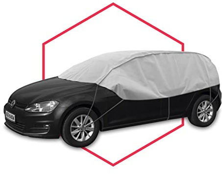 Bilöverdrag, halvgarage, vattentät och extra stark, ventilerande bilpresenning, presenning mot regn, snö, vind, UV-strålning, löv och annan smuts, bilskydd, L/XL HB/Kombi L: 295–320 cm/H: 75 cm