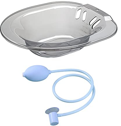 predolo Folding Sitz Bath for Toilet Seat, 2000ml with Flusher Hip Basin Bidet Reusable Squat Free Hip Bath Steam Seat for Perineal Care Women, Grey with Flusher