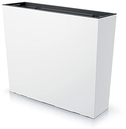 Vase à fleurs plantes rectangulaire Urbi Case T décoratif en plastique, hauteur 50 cm pour intérieur extérieur 18 x 58 cm rectangulaire blanc design moderne 44 litres