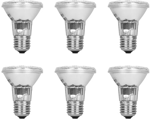 E26 50W Flood Light Bulb PAR20 Reflector Halogen Lamp High Output Recessed Light Equivalent PAR20 65W Halogen for Track Lighting Range Hood Lights Bathroom Ceiling Can Lamp Warm White AC110V Pack of 6